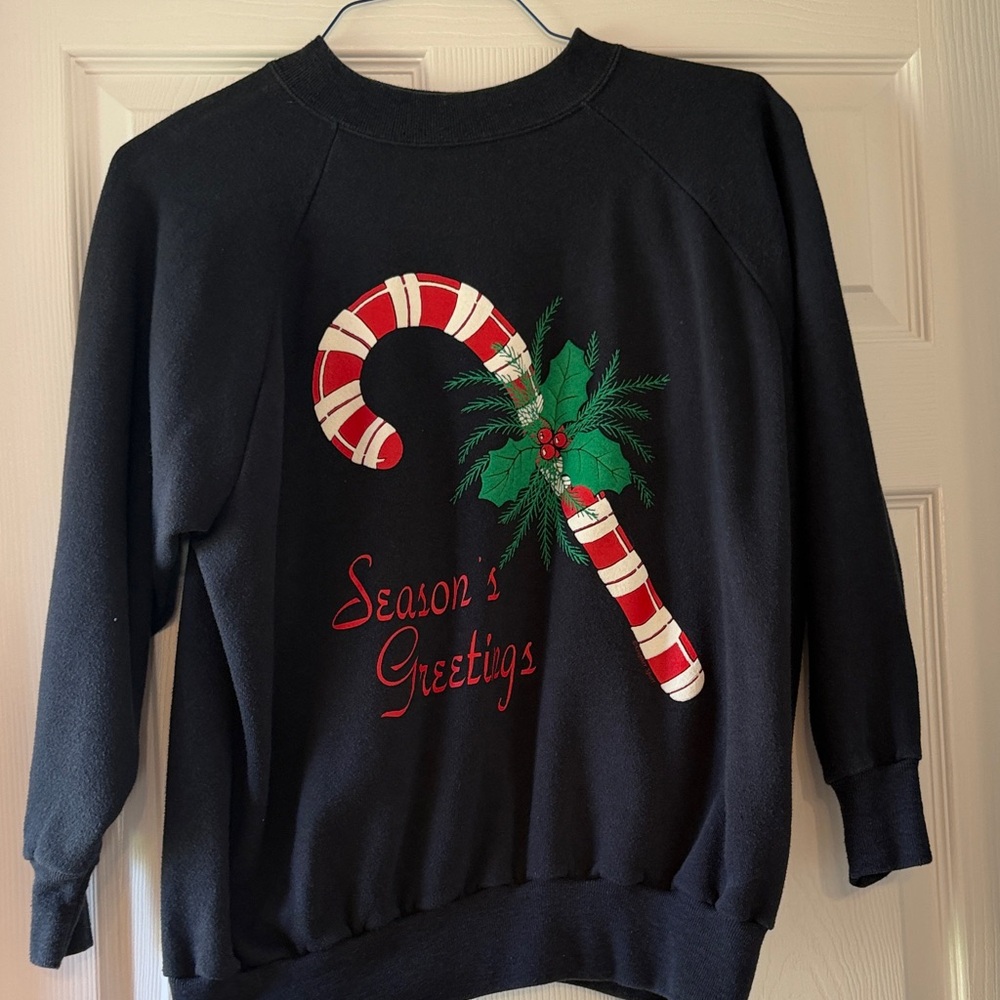 Vintage! - Holiday Candy Cane Sweatshirt - Navy